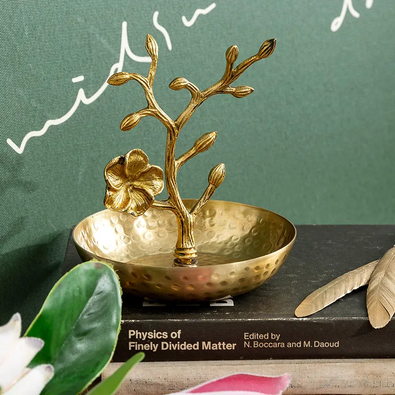 Vintage Hammered Brass Jewelry Tray Handmade Antique Ring Holder Display Home Decor Storage Tray
