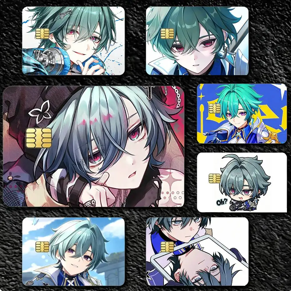 Genshin Impact Cryo L-Lohen Polearm   4pcs 1Set Card Stickers Small Waterproof Chip 4PCS Card Sticker Anti-Scratch