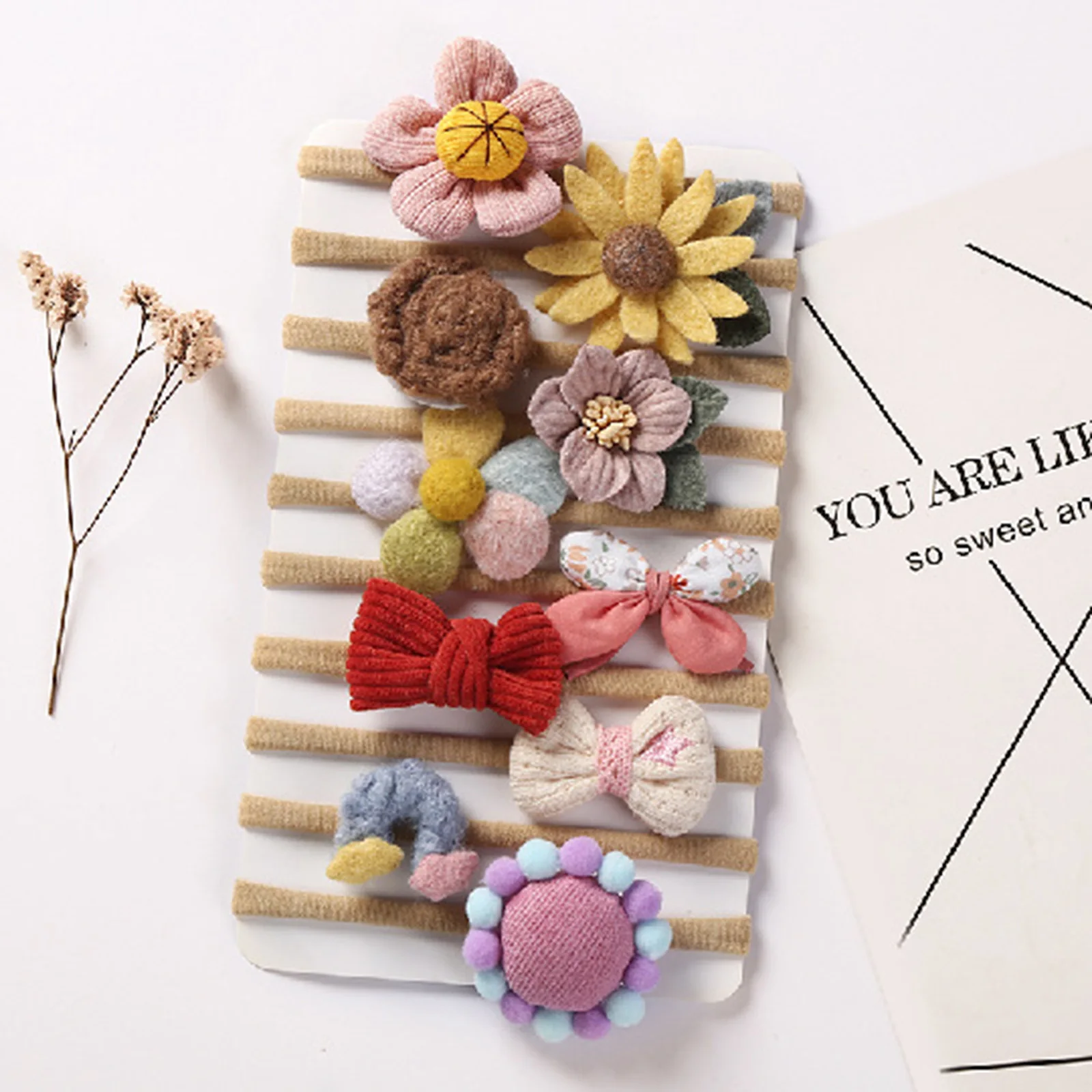 

10Pcs/set Flower Nylon Hairdband Set Cute Children's Hair Accessories For Outdoor Photography Soft Elastic Headband For Infants