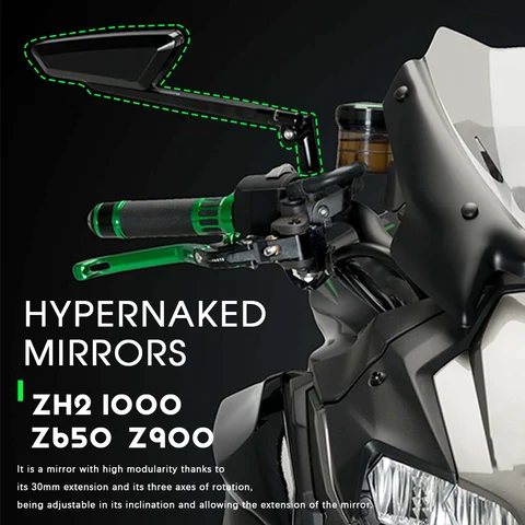 Z900 Z650 Motorcycle Hypernaked Mirrors for KAWASAKI ZH2 1000 Z900 Accessories Adjustable Side Rearview Z1000 Z800 Z750 Z650