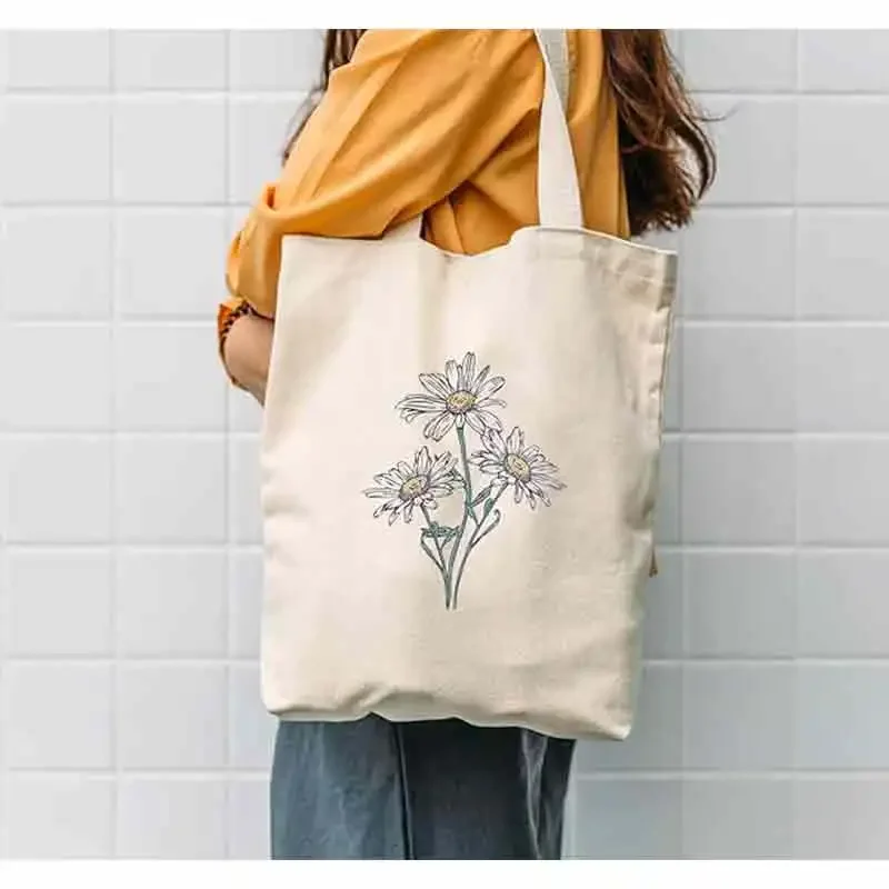 Borsa Tote botanica floreale in tela STR4 per insegnante donna