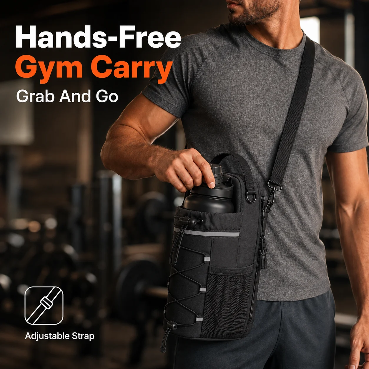 Magnetic Gym Bottle Bag Water Bottle Holder Fitness Accessory Hands Free Storage Bag For Gym Workout Running Travel Sports Gear - view 6