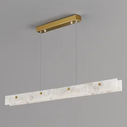 Luxury Natural Marble Long Strip Pendant Light Natural Stone Home Dining Table Hanging Lamp Decoration Bar Shape LED Chandeliers