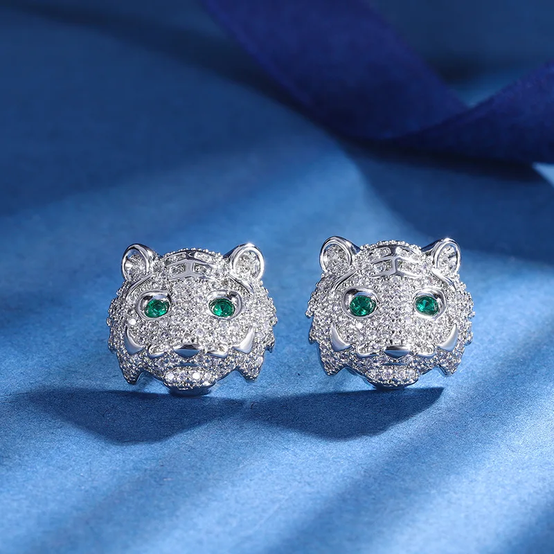 Jewelry New Gold Plated Vintage Full Diamond Luxury Inlaid Leopard Temperament Entry Lux Pendant Suit Wholesale