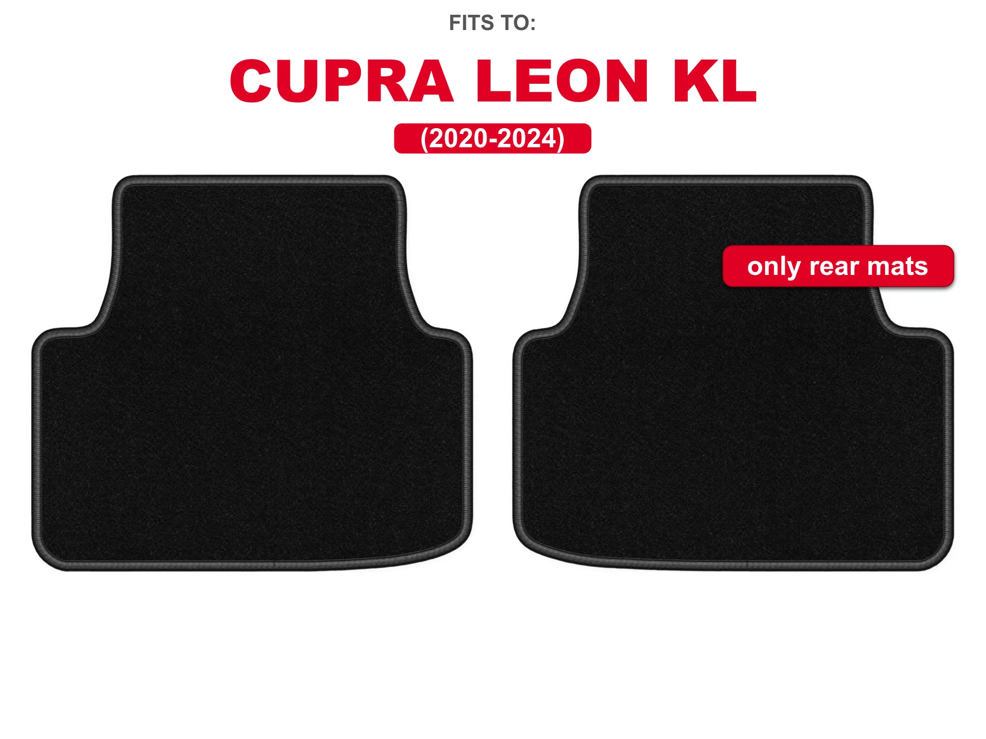 Velours vloermatten achterin voor: Cupra LEON KL 2020–2024, zwart