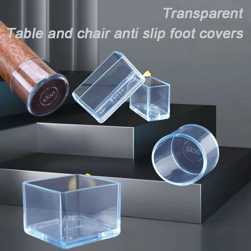 

4 PCS/Set Transparent Thickened Table Foot Mat Protective Cover Non-slip Wear-resistant And Furniture Chair Noise Foot Cover