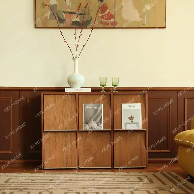 Solid wood floor-to-ceiling small bookcase  cabinet living room TV living room storage magazine cabinet