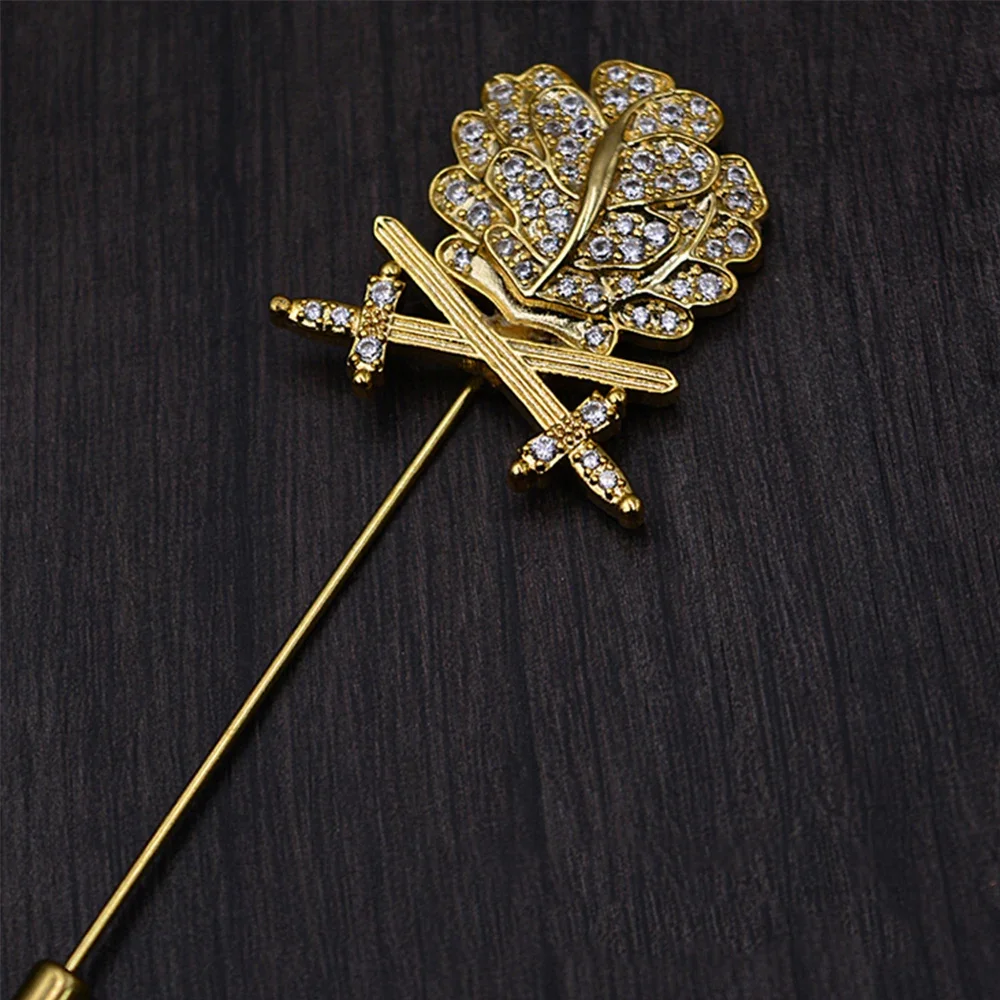 빈티지 독일산 오크 잎 검 다이아몬드 기사단 휘장 메달 배지 핀 정장 브로치 브레스트핀