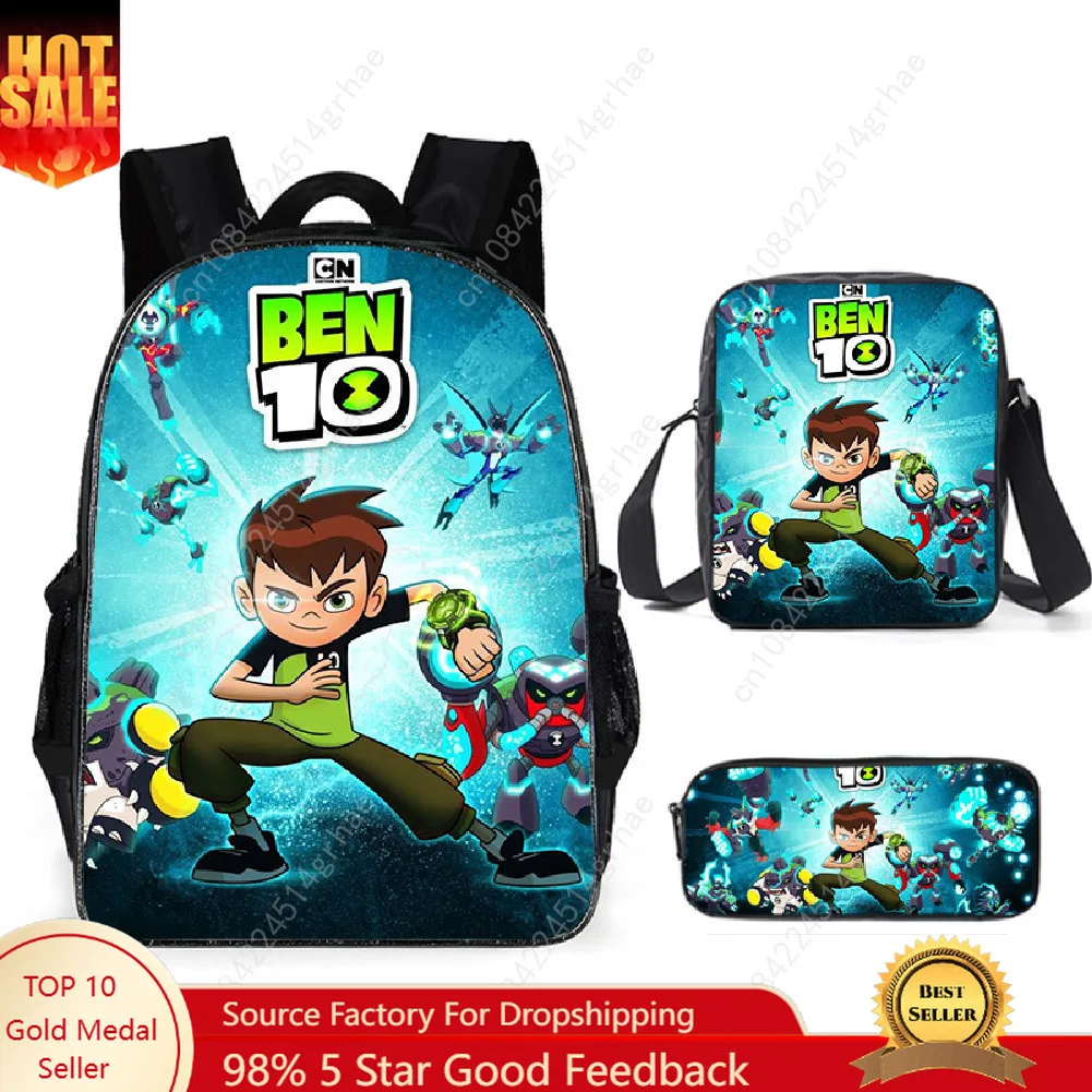 Teenage Hacker Backpack Ben 10 Student Backpack Anime Cartoon Backpack Shoulder Bag Pen Bag