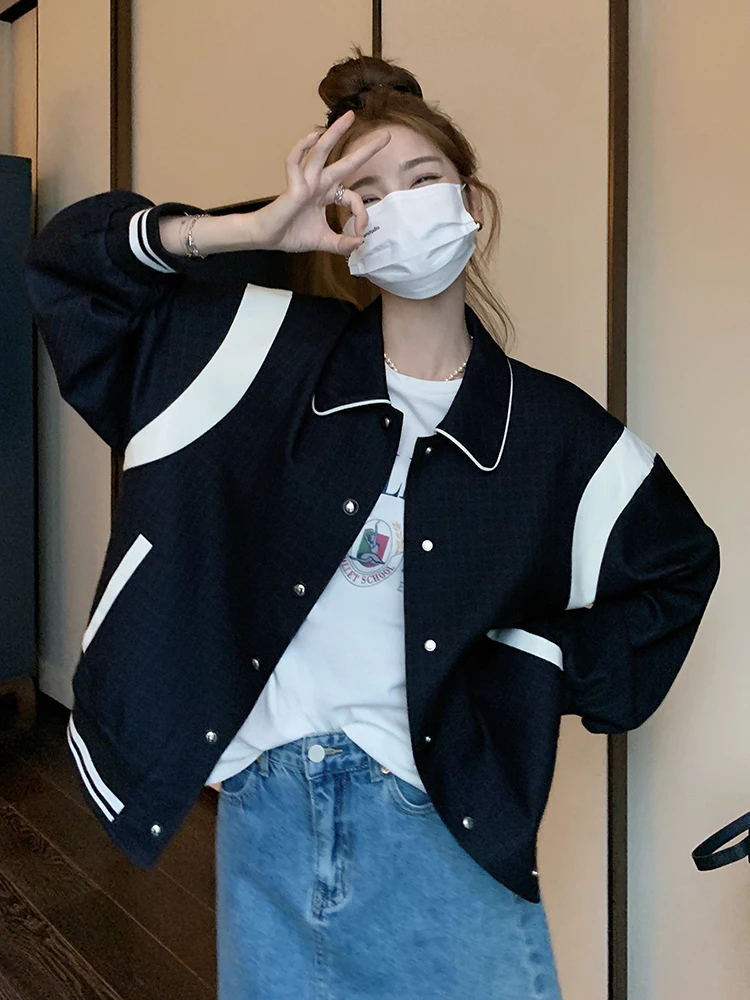 

American Sle Bla Baseball Jaet Women's Spring Autumn 2025 New College Sle Casual Versatile Coat Top CICI LADY Brand