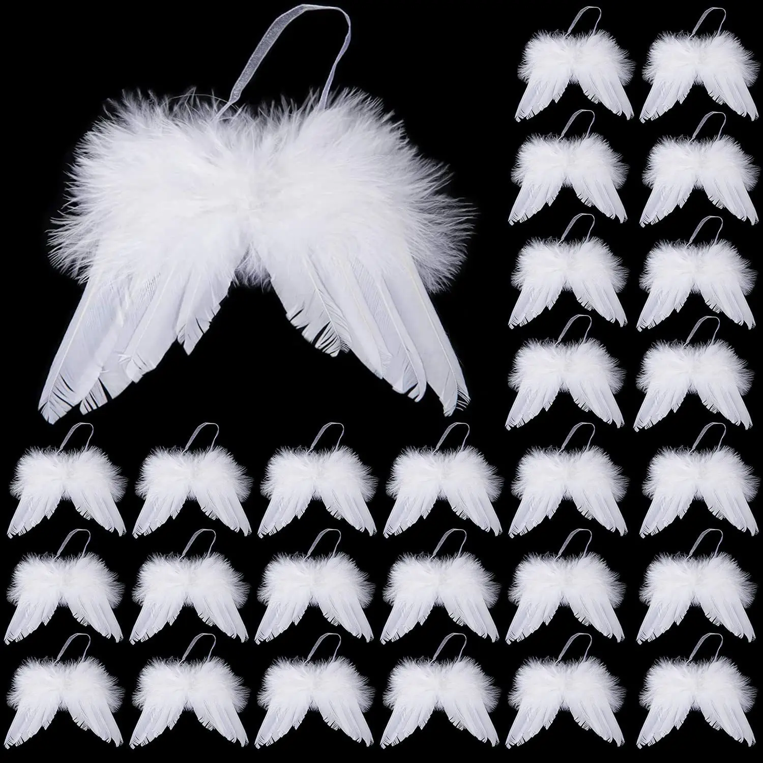 1/26PCS Angel White Feather Wing Christmas Tree Decor Hanging Ornament Wedding High Quality