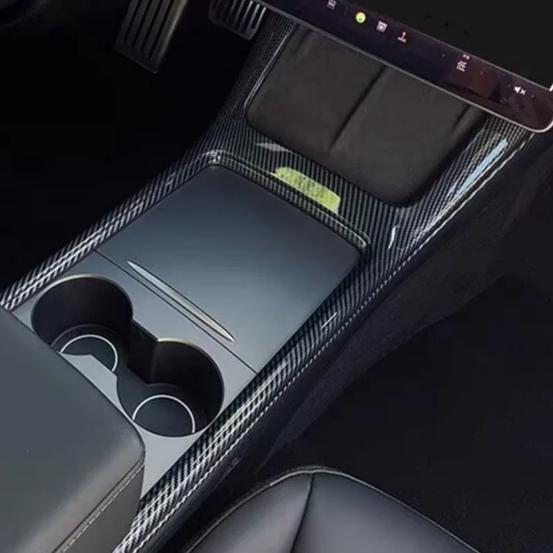 

ABS carbon Inner Gear Shift Panel Frame Cover Trim Interior Car Styling Sticker Cover LHD For Tesla Model -Y 2021-2024