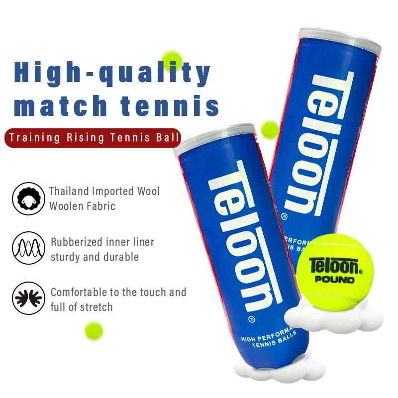 

Teloon P3 POUND Tennis Ball 2/6 Cans, Competition Training Practice Tennis Balls, High-Elasticity