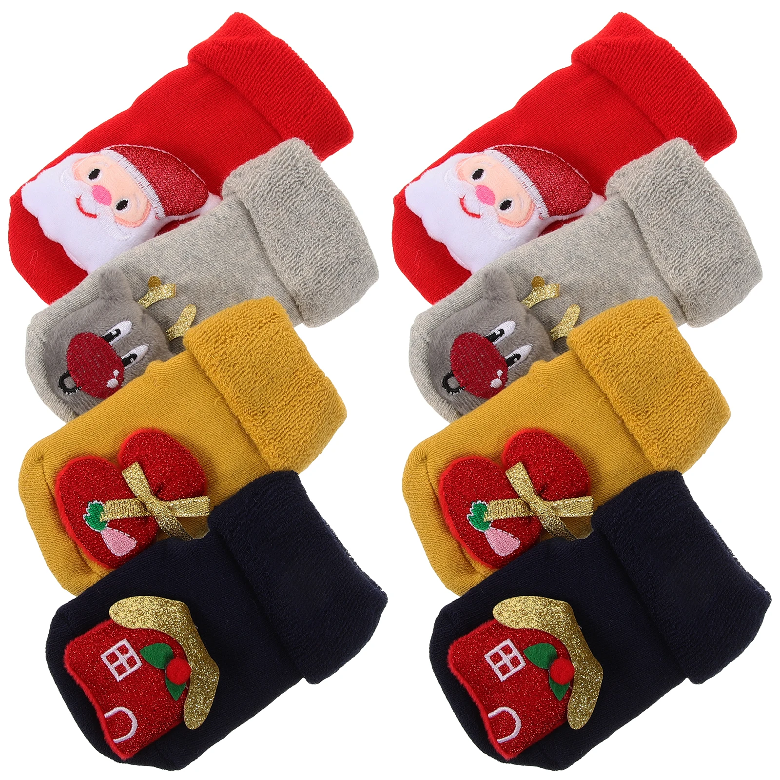 

Christmas Baby Floor Socks Anti-Slip Winter Cotton Socks For Kids Families Gift Soft Lightweight Knitted Stockings Red