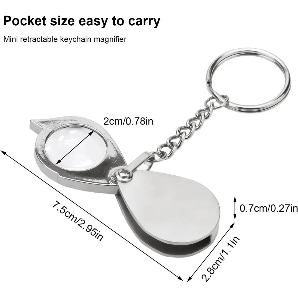 Mini 15X Portable Metal Magnifier Reading Map Jewelry Folding Keychain Loupe Daily Hand Magnifying Glass Tool Gift Supplies