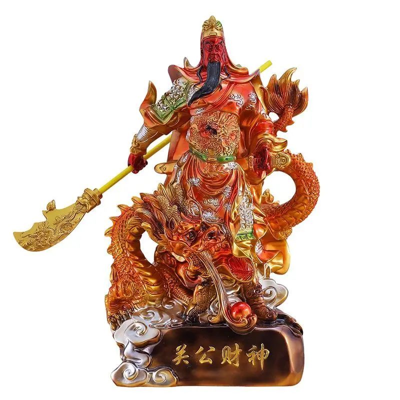 xx-Colorful Guan Gong Fortune Statue Resin Ornaments Household Worship Sculpture Company Front Desk Decoration Opening Gifts