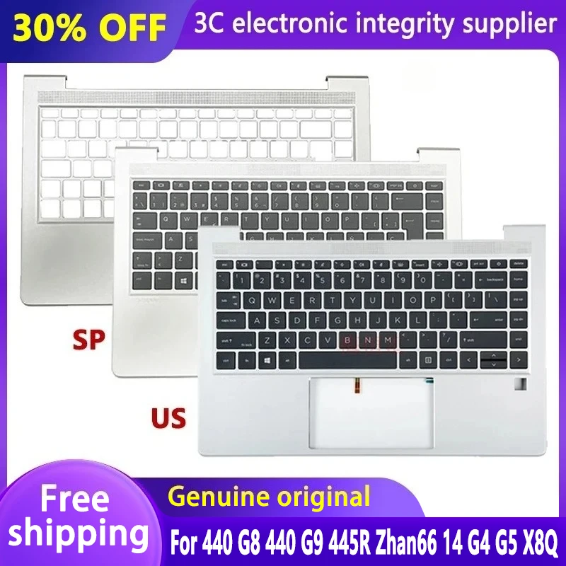 

New Original US SP Backlit Keyboard for Probook 440 G8 440 G9 445R Zhan66 14 G4 G5 X8Q Laptop Palmrest Upper Cover JP Spanish