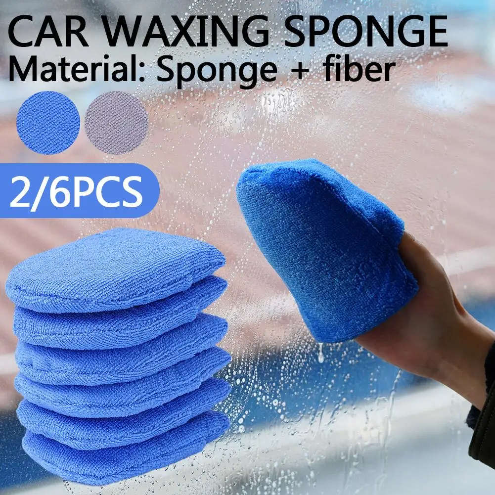 

2/6pcs Soft Microfiber Car Wax Applicator Mitts Polishing Pad Foam Sponge Cleaning Applicator Pad For Car Care Polishing To Y5F6