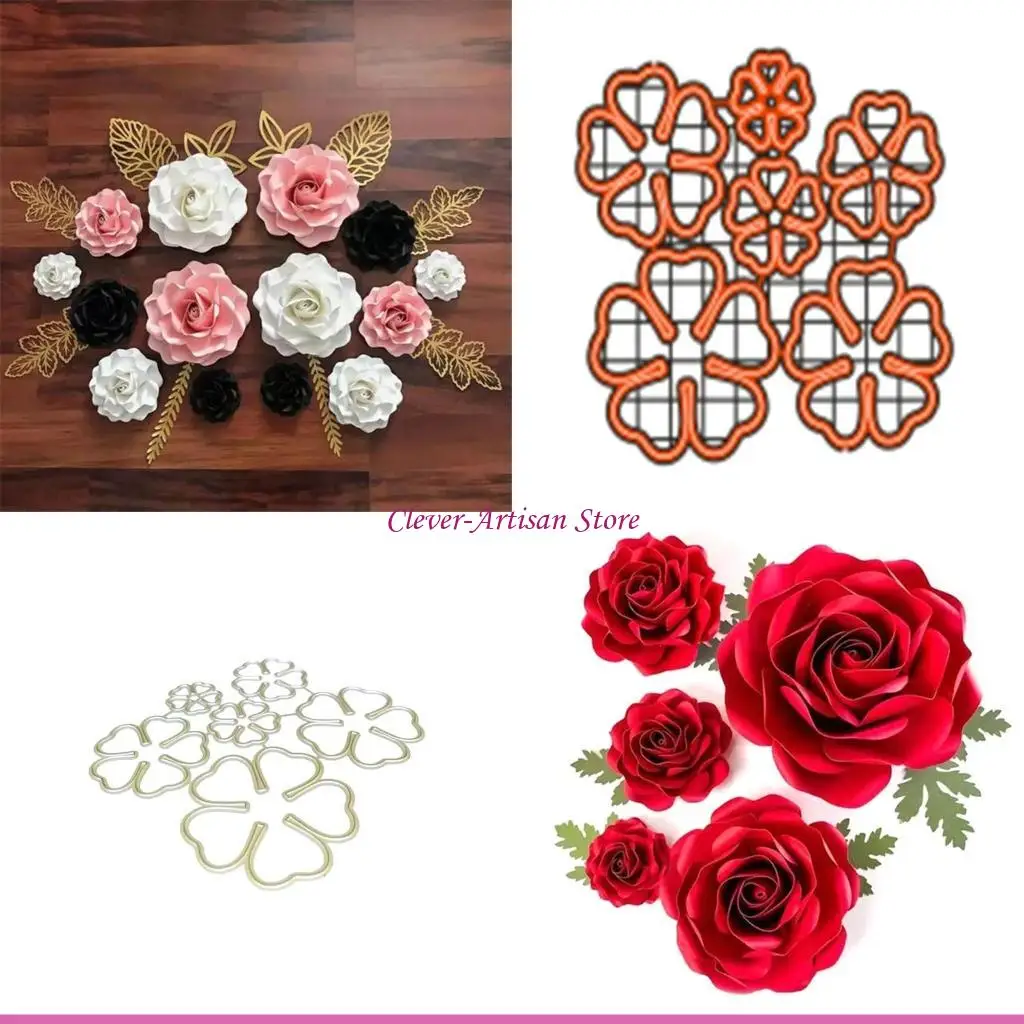 E06B 6pc/Set Bunga Die Cuts Stensil Bunga Bentuk Blade Stensil Dies Diy Wedding Undangan Kartu Membuat Aksesori