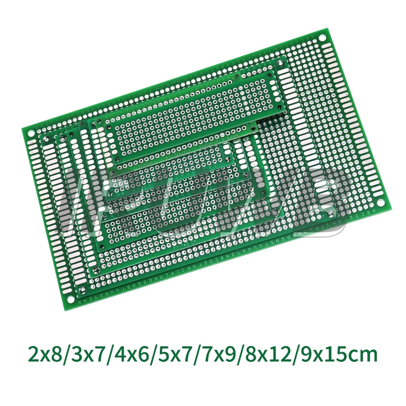 2x8/3x7/4x6/5x7/7x9/8x12/9x15cm PCB Board Prototype Board Green Double Sided Circuit Boards For DIY Soldering Project