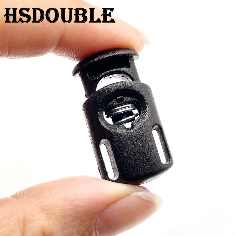 10 Pcs/Pack Single/Double Hole Cord Lock Toggle Clip Stopper Plastic Black For Bags/Garments