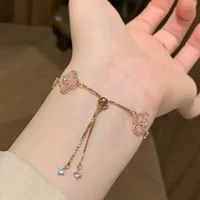 GLOSSMOON Sakura Cleef Bracelet Fashionable and Elegant Cherry Blossom Bracelet Does Not Change Color and Is Not Allergic  The Sakura Clover Bracelet showcases a multitude of brilliant diamonds, forming a luminous sparkle that commands attention in every - Image 3