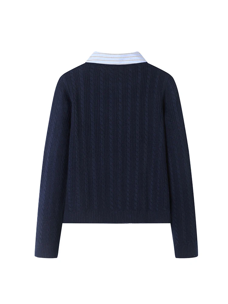 Original Tail Single Cárdigan de punto para mujer cuello ort irt Pretzel diseño de flores Otoño Invierno nuevo Sle Long Sve Po...