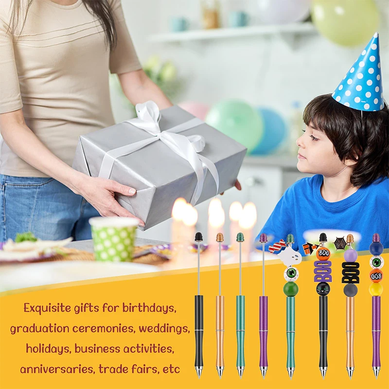 Canetas esferográficas de metal grânulo, tinta preta, presente para crianças, estudantes, escritório, material escolar, DIY, 40pcs