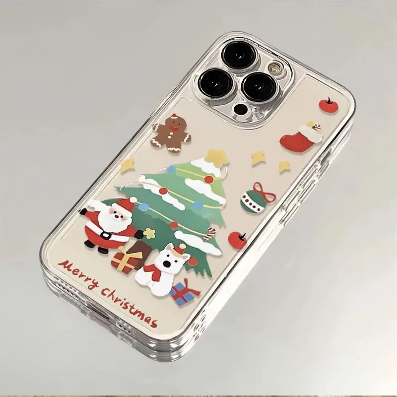 

Santa Merry Christmas Phone Case For iPhone 16 15 11 12 14 13 Pro Max Mini X XSMax XR 7 8 Plus SE4 16e Silica Snowman Elk Covers