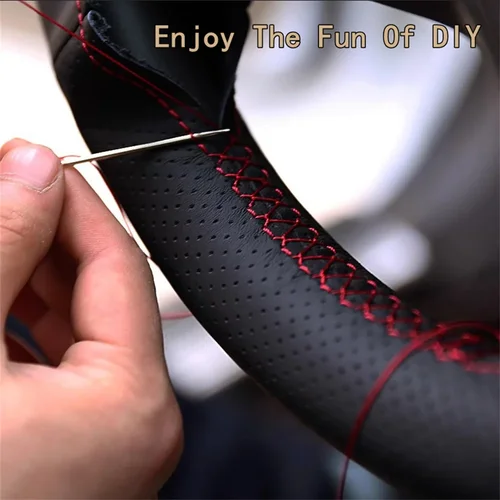 Imagen 2 del producto Protector para volante de coche de cuero de microfibra negro personalizado para Peugeot 308 2014-2020 accesorios interiores personalizados