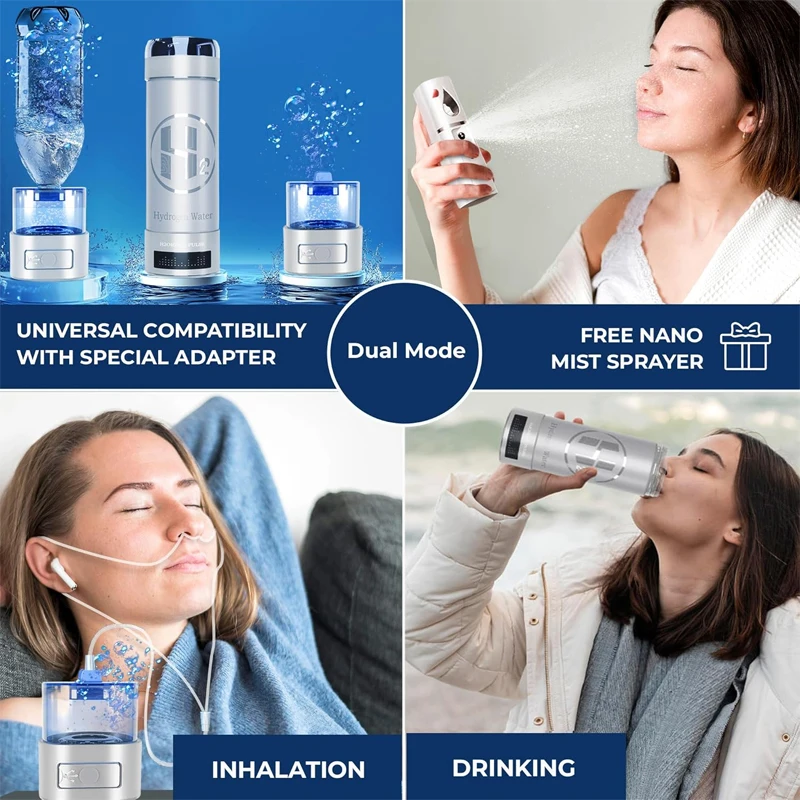 مولد زجاجة مياه الهيدروجين 9000 PPB زجاجة الهيدروجين مؤين الماء 3 في 1 محول عالمي محمول للترطيب المنزلي #4