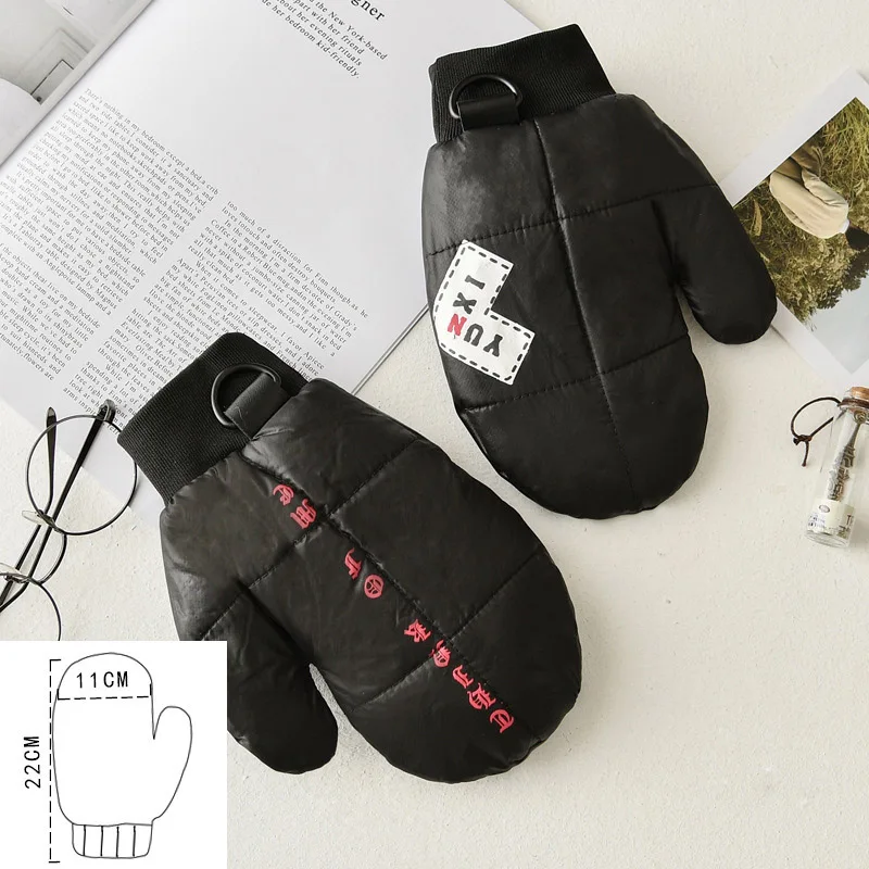 

Зимние женские плюшевые толстые сохраняющие тепло спортивные водонепроницаемые кожаные варежки для ладони, женские милые ветрозащитные перчатки с лямкой на шее с героями мультфильмов S92