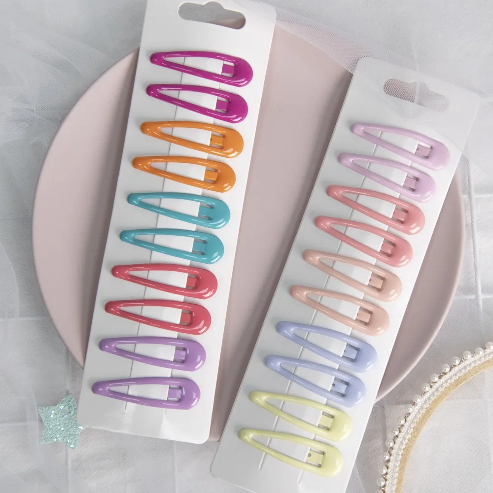 Korean Style Candy Color Metal Hair Clips Cute Waterdrop Shape Girls Hairpins for Kids Daily Sweet Style Hair Accessories