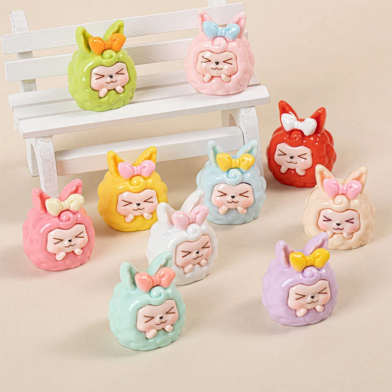 Random One Cartoon Cute Bow KiKi Dollhouse Toys Dolls Girly Figures Car Home Desk Ornaments DIY Decoration Resin Craft Kids Gift