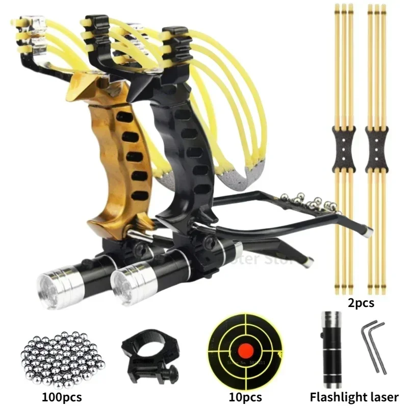 

Magnetic Wrist Strap Foldable Metal Slingshot Outdoor Hunting Adjustable Flashlight Target Paper Steel Ball Rubber Band Package