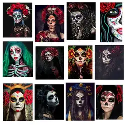 Halloween Skull Ghost Bride Patch Iron on Heat Transfer Printing Stickers for Clothes T-Shirt DIY Appliques Thermal Patches