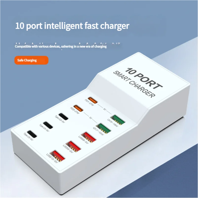 10 port 72W with pd port usb port fast charger can be used for mobile phone tablet notebook charging lightweight design