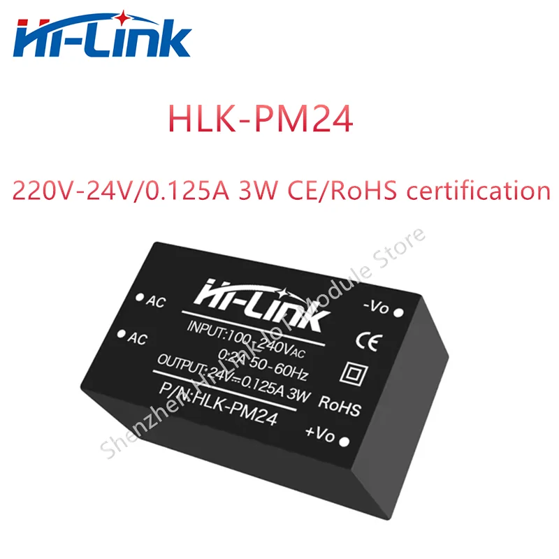 Hilink-módulo de fuente de alimentación AC DC 220V a 24V, 3W, tamaño Mini, ajustable, alta eficiencia, inteligente, para el hogar, 2 unidades por lote, HLK-PM24