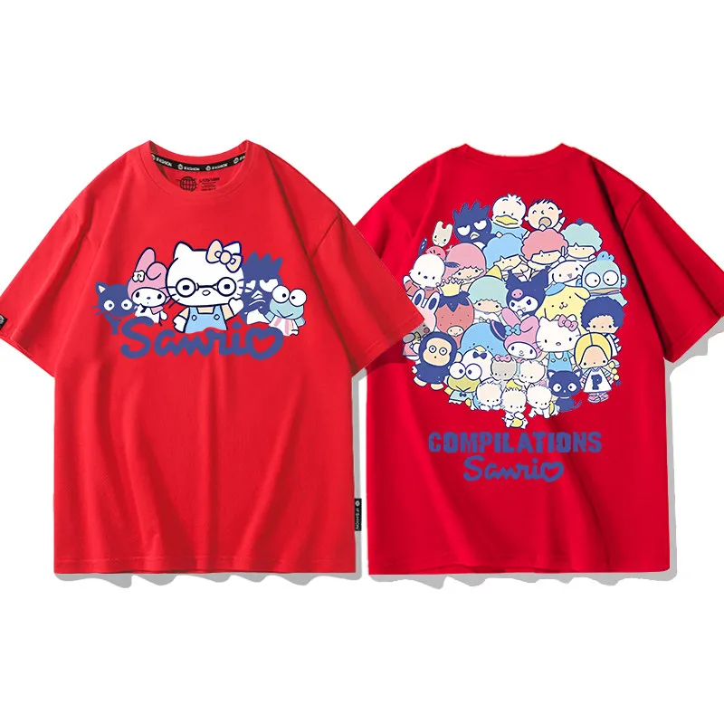 

New Yuguigou Kulomi Pure Cotton Cartoon Printed Parent-child Outfit Children's T-shirt Summer Fashion Casual Short Sleeved Shirt