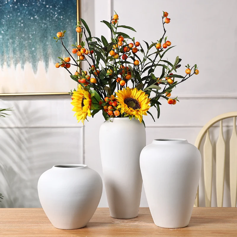 Jingdezhen ceramic vase ornament living room flower arrangement new Chinese water-raised flowers pottery