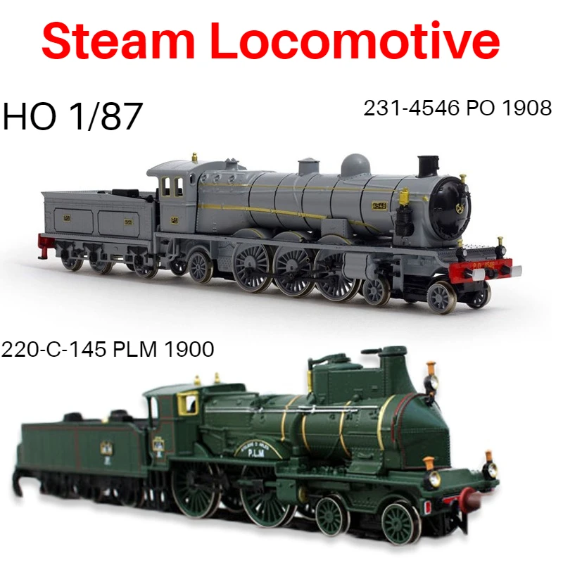 

HO Type 1/87 Toy Train 220-C-145 PLM HO French Steam Locomotive Alloy Simulation Model Toy Collection Ornaments Boy Toy Gift
