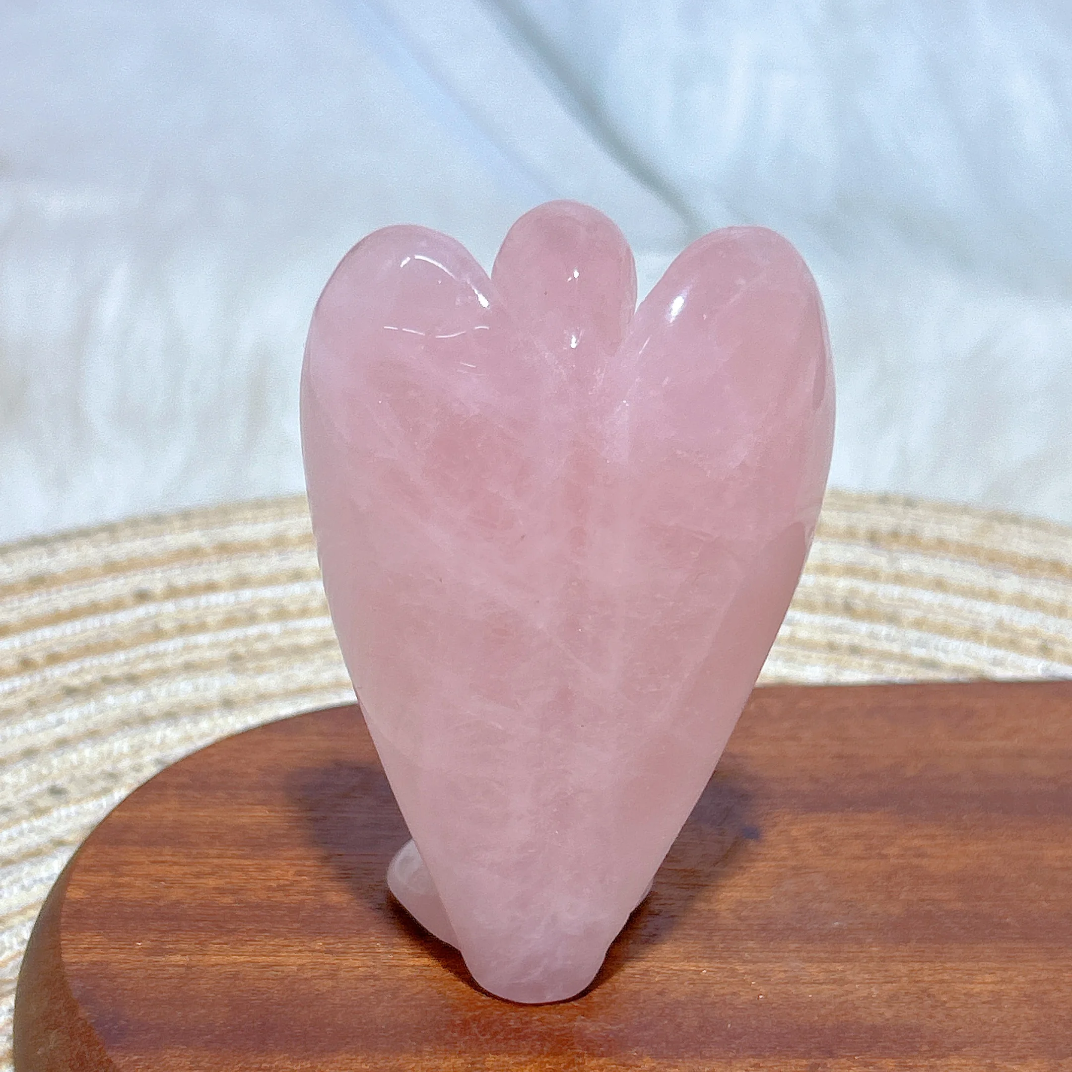 Natural Crystal Mozambique Rose Quartz Angle Carving Healing Gemstones Energy Reiki Ornament High Quality Home Decoration Gift