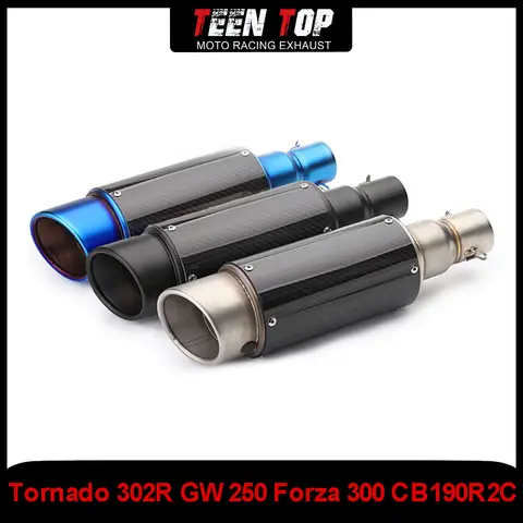 탄소 섬유 토네이도 오토바이 배기 시스템, 범용 머플러, 탈착식 DB 킬러, 51mm, 302R, GW250, 포르자 300, CB190R