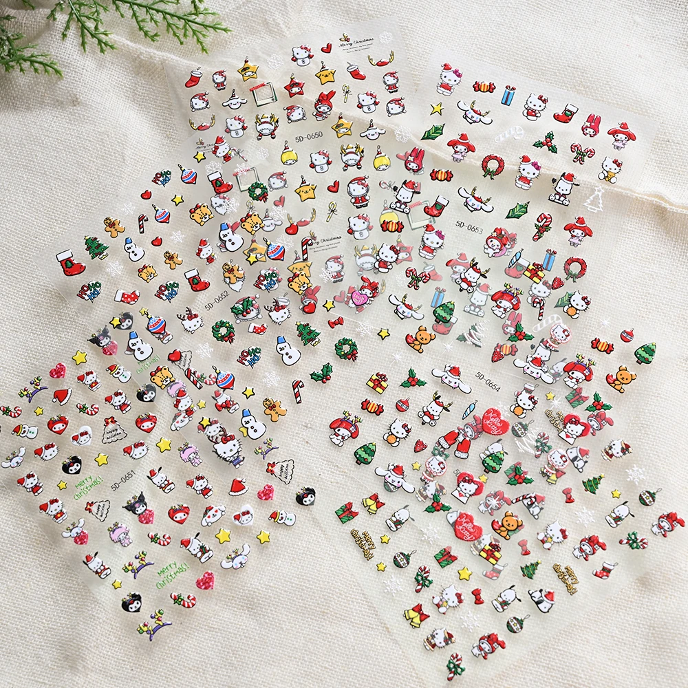 1 قطعة 2025 عيد الميلاد مسمار ملصقا الكرتون Kuromi مرحبا كيتي بلدي ميلودي مسمار ملصقات فنية احتفالية لتقوم بها بنفسك مسمار الديكور عيد الميلاد المتزلجون #3