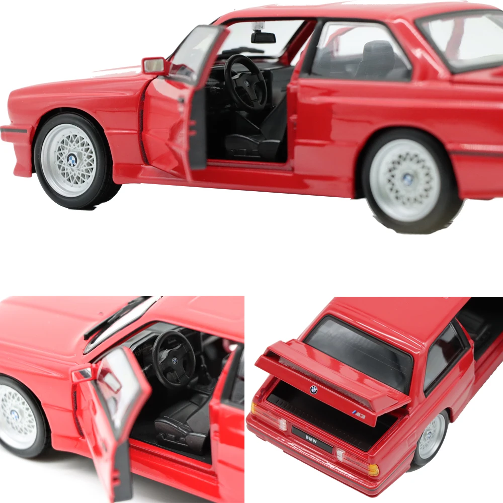 Bburago BMW M3 E30 (1988) 버전 스포츠카 모델 1:24 합금 다이 캐스트 차량, 성인용 2 문짝 BMW M3 자동차 모델 컬렉션