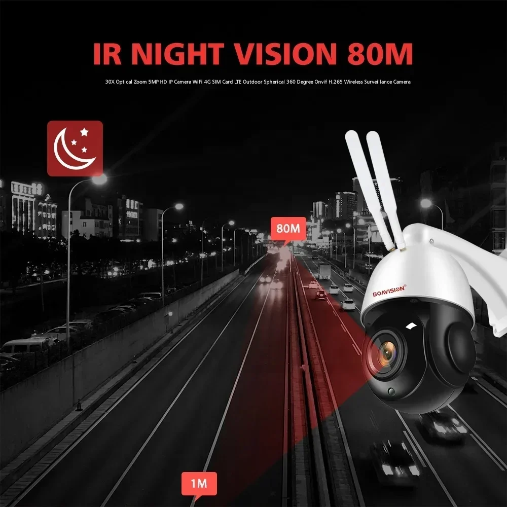 Zewnętrzna kamera IP 8MP 5MP 4G z kartą SIM, WIFI, POE, AI, automatycznym śledzeniem, 30-krotnym zoomem, PTZ, kamera obrotowa, dwukierunkowe audio, IR 80m, kamera monitoringu