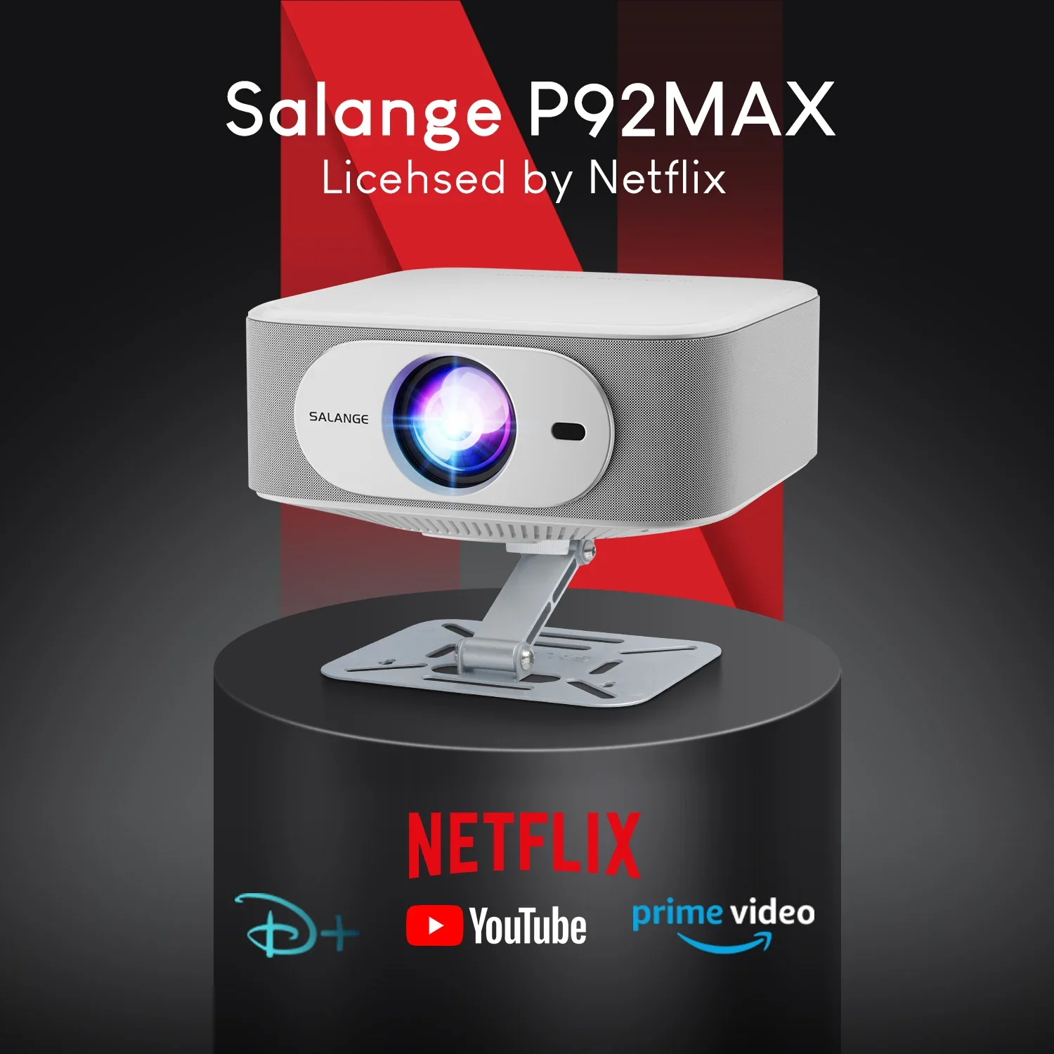 Salange New Design P92max Full Hd Projectors with Stand Smart TV Wifi Bt Mobile Phone Projectors Native 1080P Netflix Projectors