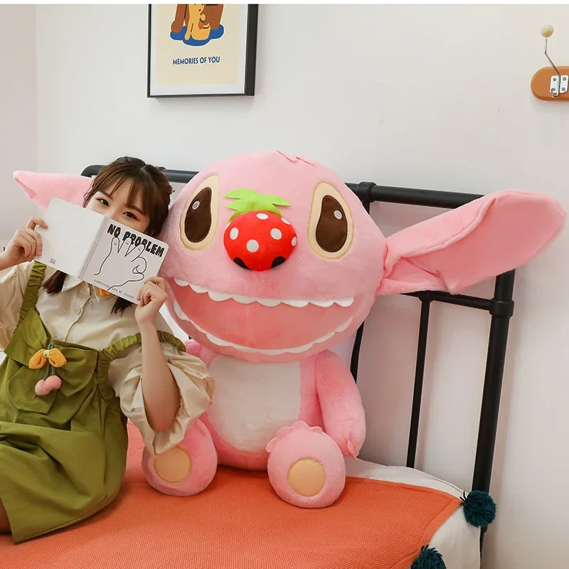 25/50cm Disney Strawberry Lilo and Stitch Plush Toys Pink Anime Plushie Pillow Stich Dolls Soft Stuffed Children's Birthday Gift