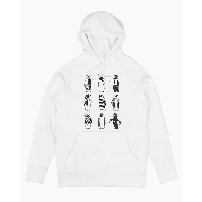 

Винтажная толстовка с иллюстрацией пингвина, мужская уличная одежда, свитшот с прямым принтом, простой дизайн, молодежный тренд, 100% хлопок, осенняя одежда