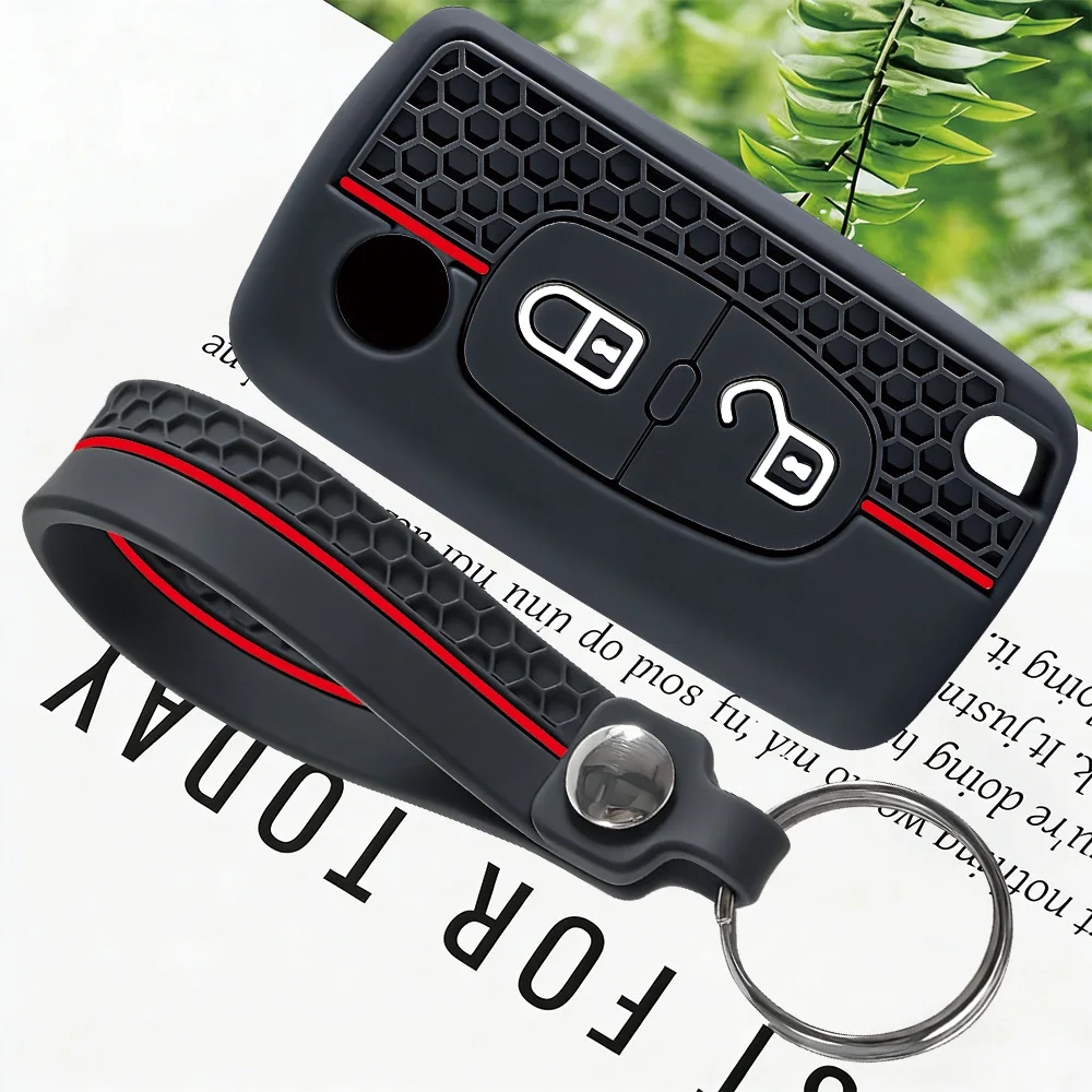 2 Button Silicone Car Key Ring Cover Case Holder For Peugeot 206 308 3008 Expert Partner Citroen C3 Pluriel Picasso Berlingo